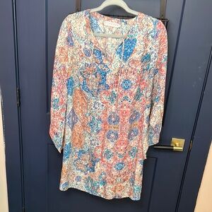 Alice & Trixie 100% Silk Bright Fun Pattern Print Flowy Dress Size Xs